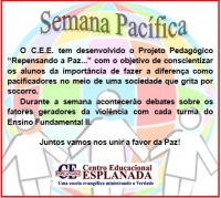 Centro Educacional Esplanada - Campo Grande - Zona Oeste - RJ - SEMANA DA PAZ NO CEE - código foto:  12250
